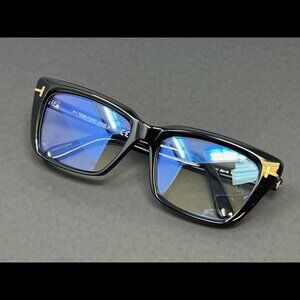 Tom Ford FT5894-B/V ECO 001 Black 56mm Blue Block Cat Eye Women's Eyeglasses